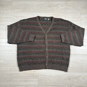 Orvis Cardigan Mens Size 2XL Sweater Brown/Tan Made In USA Knit 3 Button